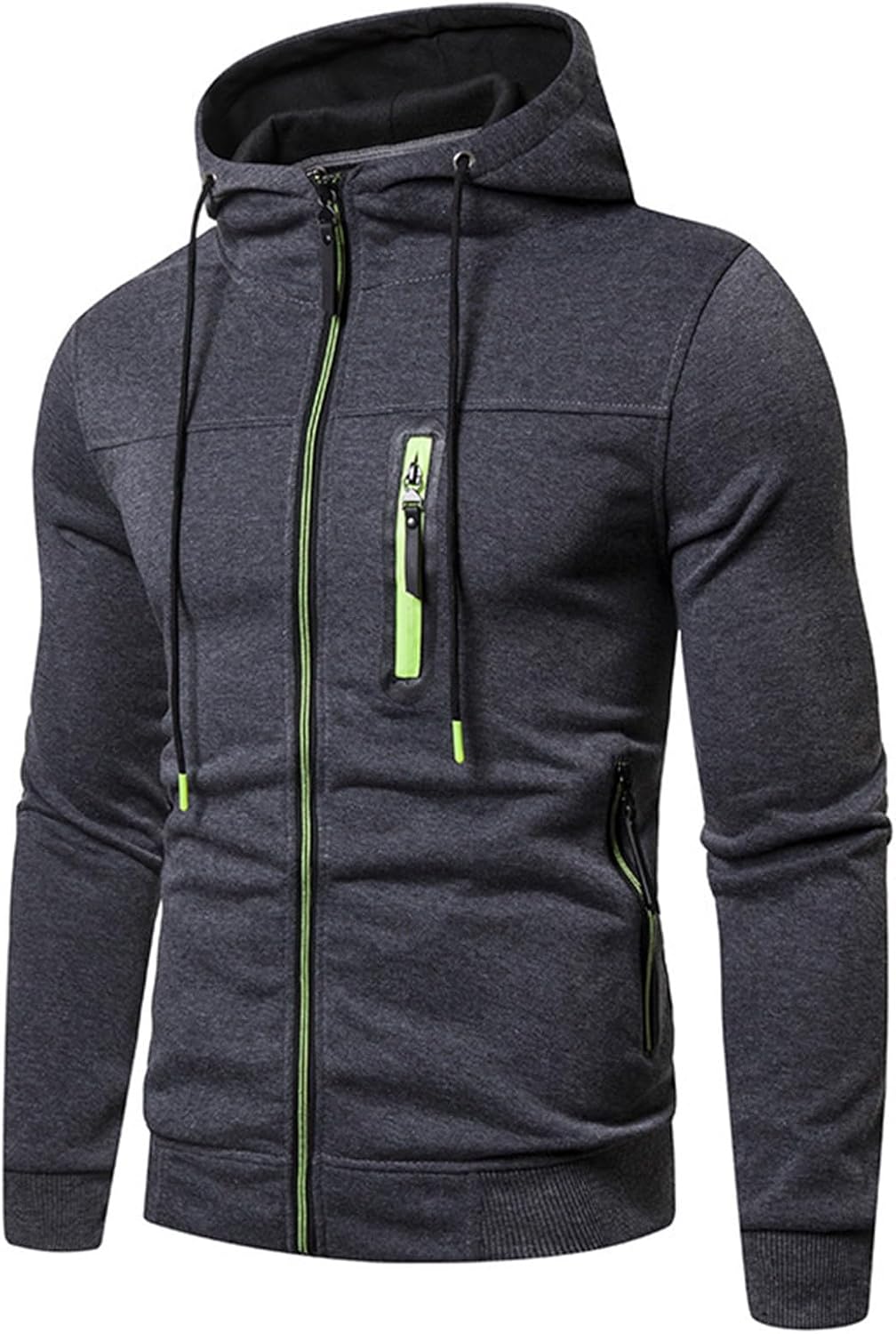 Sportjacke Herren Casual Sweatjacke Zip Kordelzug Hoodie Sweatshirt Jacke Basic mit Kapuze Langarm K