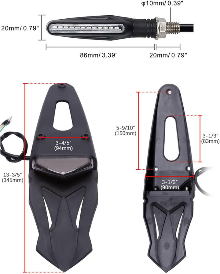 JMTBNO Motorrad Rear Fender Heck Rücklicht mit LED Blinker Licht Motorrad Bremslicht mit Halterung 1