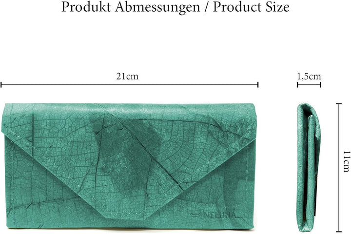 NELUHA Geldbörse Clutch aus Teak Blättern, vegan nachhaltig Leder Alternative - Portemonnaie, Geldbe