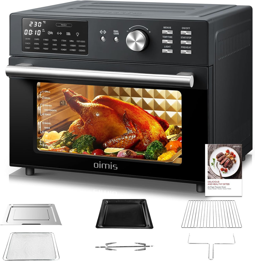 OIMIS Heissluftfritteuse Backofen 30L Mit 21 Programme, Grau Heissluftbackofen xxl mit luftfritteuse