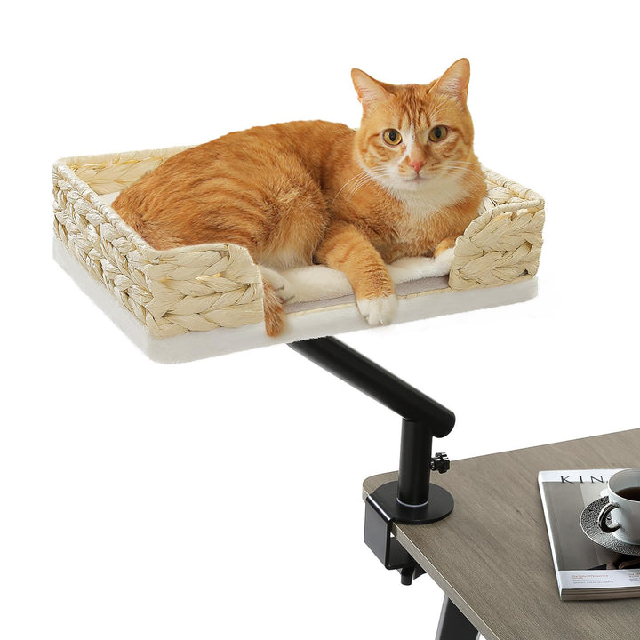 PAWZ Road Katzenbett für Schreibtisch, Katzenkorb, Katzen-Schreibtischbett aus Korbgeflecht, 360° dr