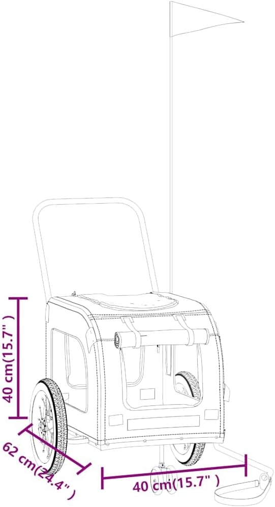 Fahrradanhänger für Haustiere Grün und Grau 125 x 53 x 54 cm aus Oxford Stoff und Eisen, 7,1 kg, 30