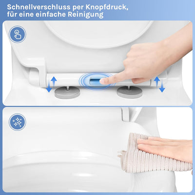 WOLTU Toilettendeckel,WC Sitz mit Absenkautomatik,klodeckel Antibakterieller WC Sitz,Fast Fix Toilet