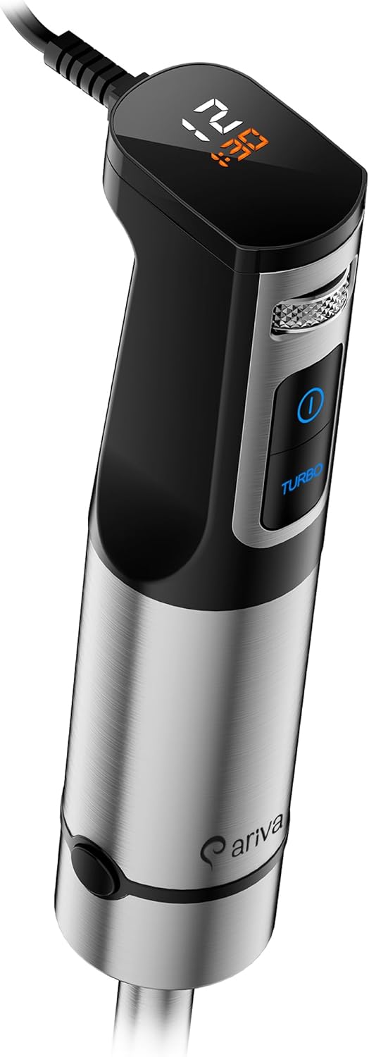 ARIVA Stabmixer 1200W Edelstahl – Handmixer mit LED-Display & Timer, Titan-beschichtete Klingen, 12