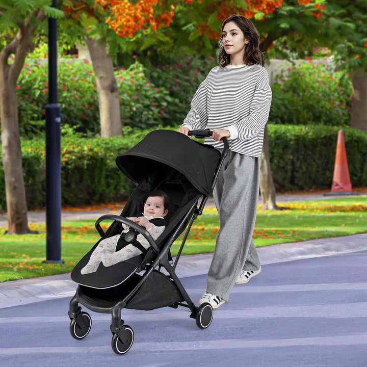 FANTASK Kinderwagen klappbar, Kinderbuggy mit verstellbarem Sonnendach, 5-Punkt-Sicherheitsgurt, Rei