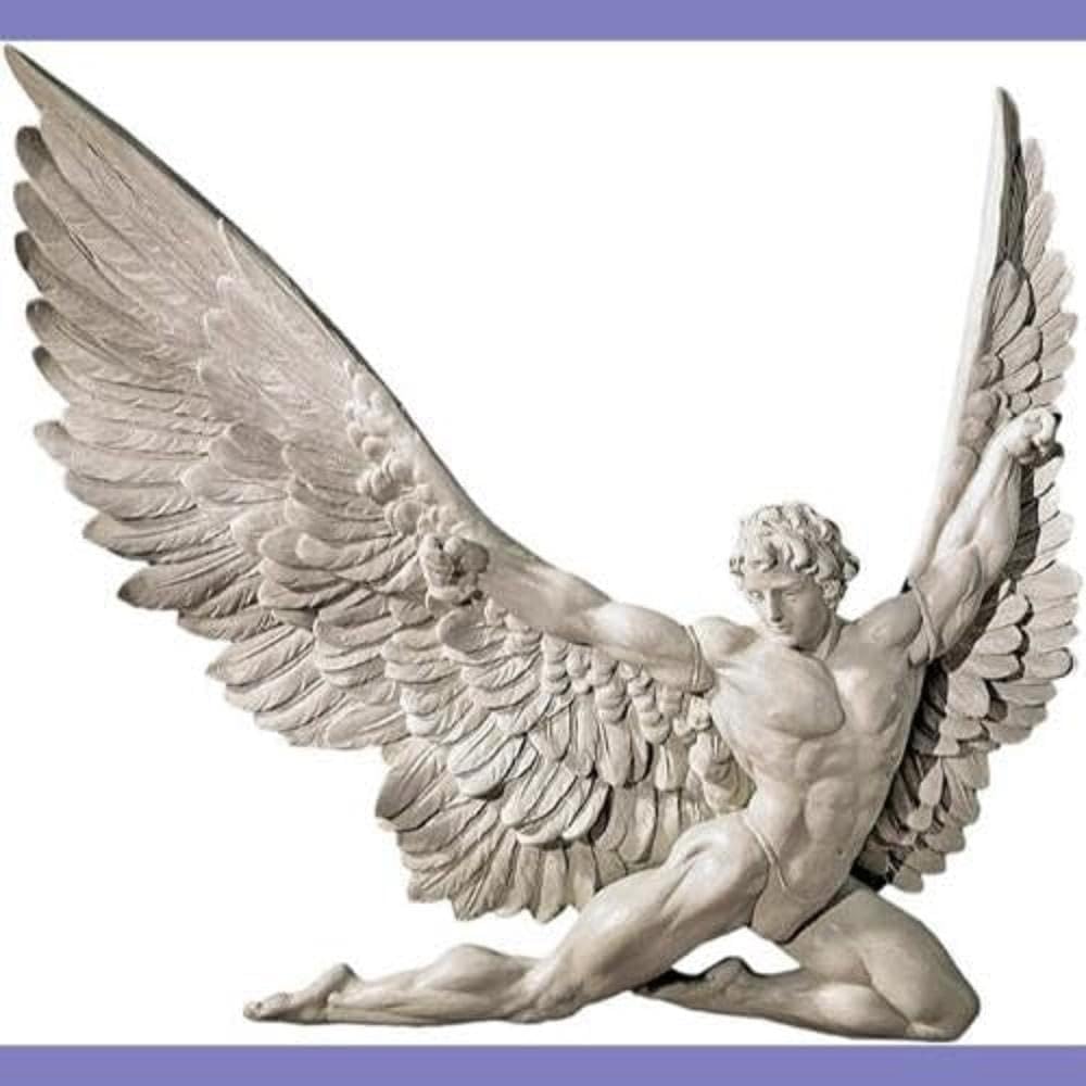 Design Toscano Wandskulptur in Form des Ikarus, für Garten, Masse: 4 x 28 x 28 cm 1er-Set, 1er-Set