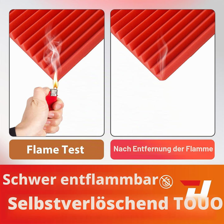 Akustikplatten, schalldichte Schaumstoffplatten für die Wand, 30,5 x 30,5 x 5,1 cm, schwer entflammb