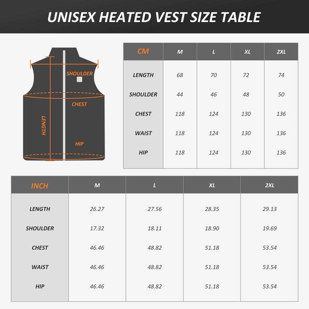 Beheizte Weste für Herren Damen,Elektrische USB Heizwesten Beheizbare Weste mit QC3.0 14400MAH Akku,