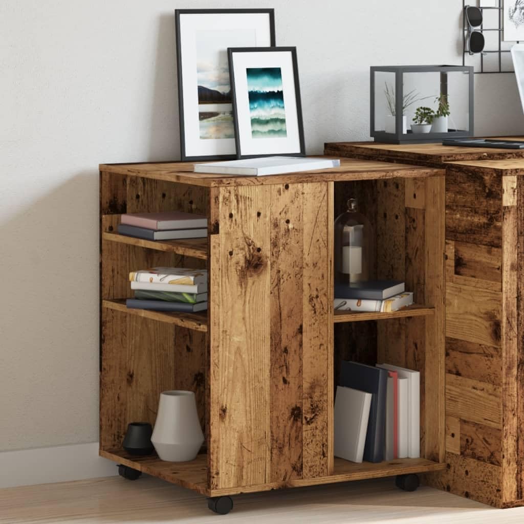 Rollschrank Altholz-Optik 60x53x72 cm, Holzwerkstoff, mobil mit Rollen, vielseitiger Storage Cabinet