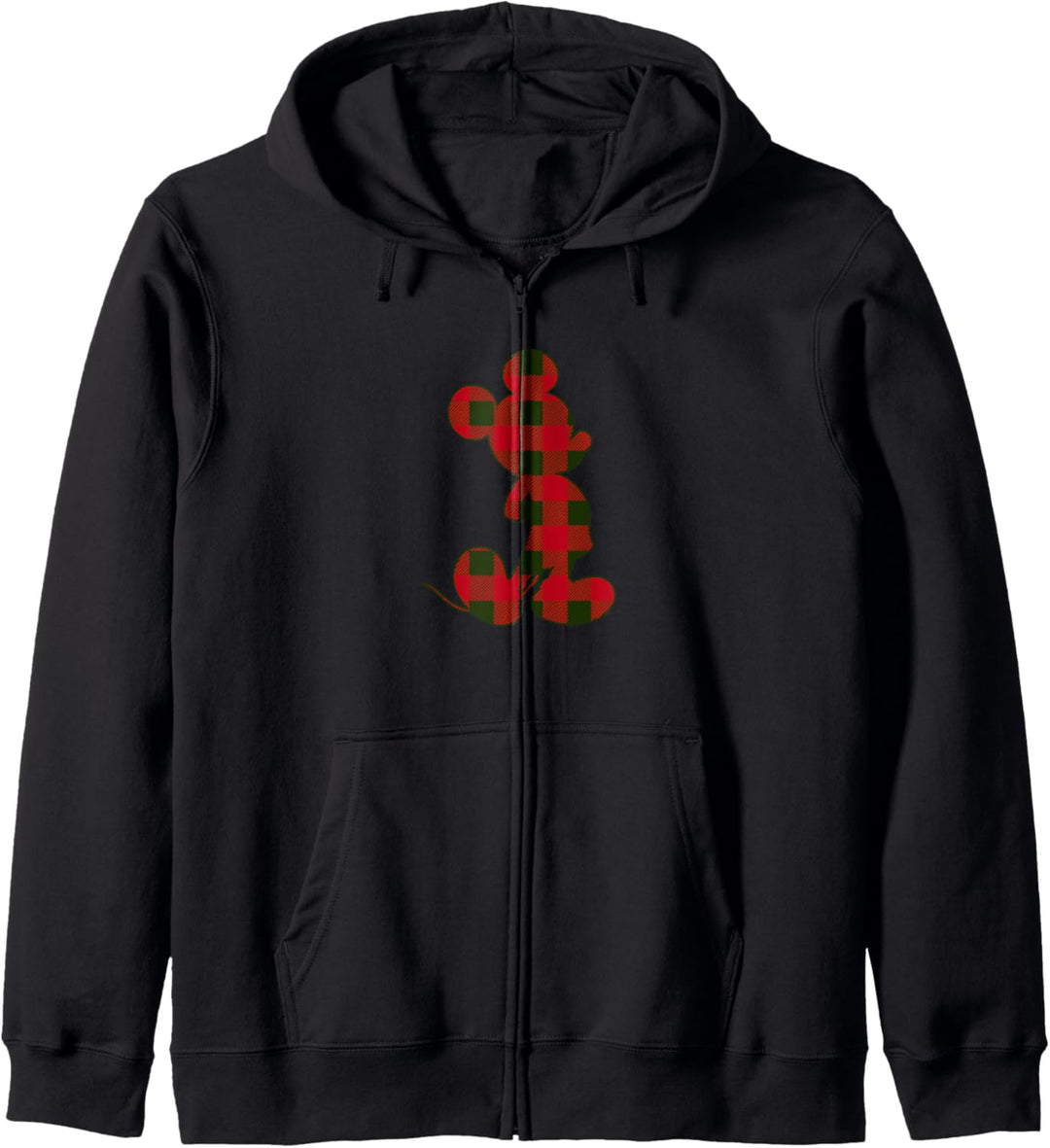 Disney Mickey Mouse Red Plaid Silhouette Fill Kapuzenjacke