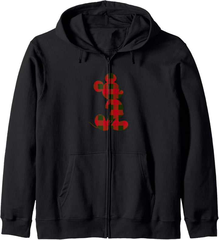 Disney Mickey Mouse Red Plaid Silhouette Fill Kapuzenjacke