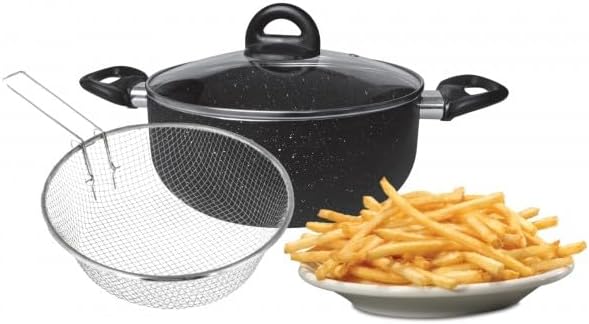 Cheffinger Frittiertopf Fritteuse Pommes Topf mit Korb Ø 24 cm Induktion CF-PAFRY24