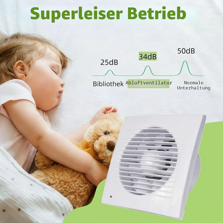 Badlüfter 100mm mit Rückstauklappe, Leiser Abluftventilator 12W Ventilator Badezimmer Lüfter mit 1,1
