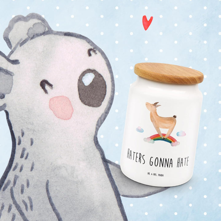 Mr. & Mrs. Panda Dose Lama Regenbogen - Geschenk, Hobby, Abi, behälter, zuckerdose, Keksdose, Teedos
