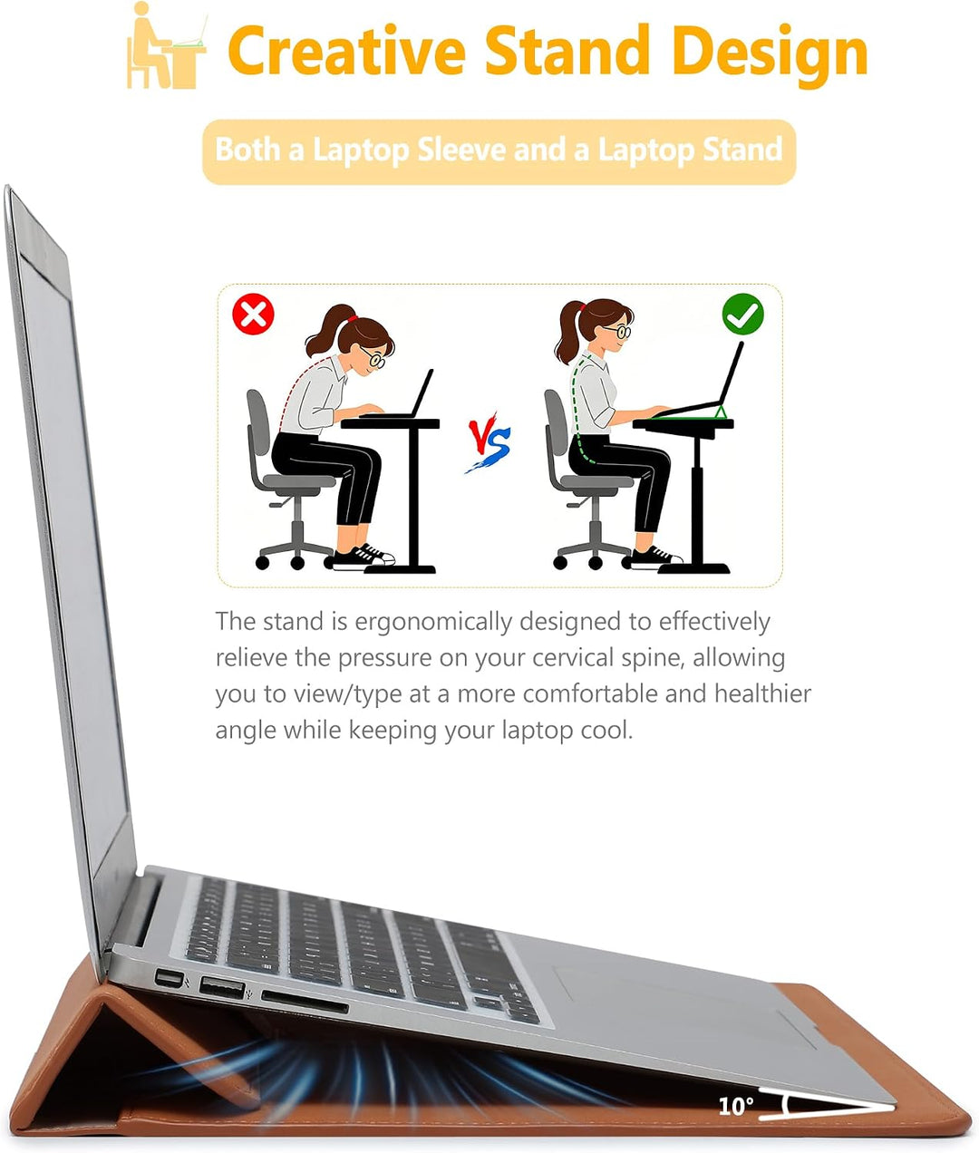 HYZUO 13 Zoll Laptop Hülle Tasche mit Ständer für MacBook Air 13 M5 A3449 M4 M3 M2 M1 2026-2018, Mac