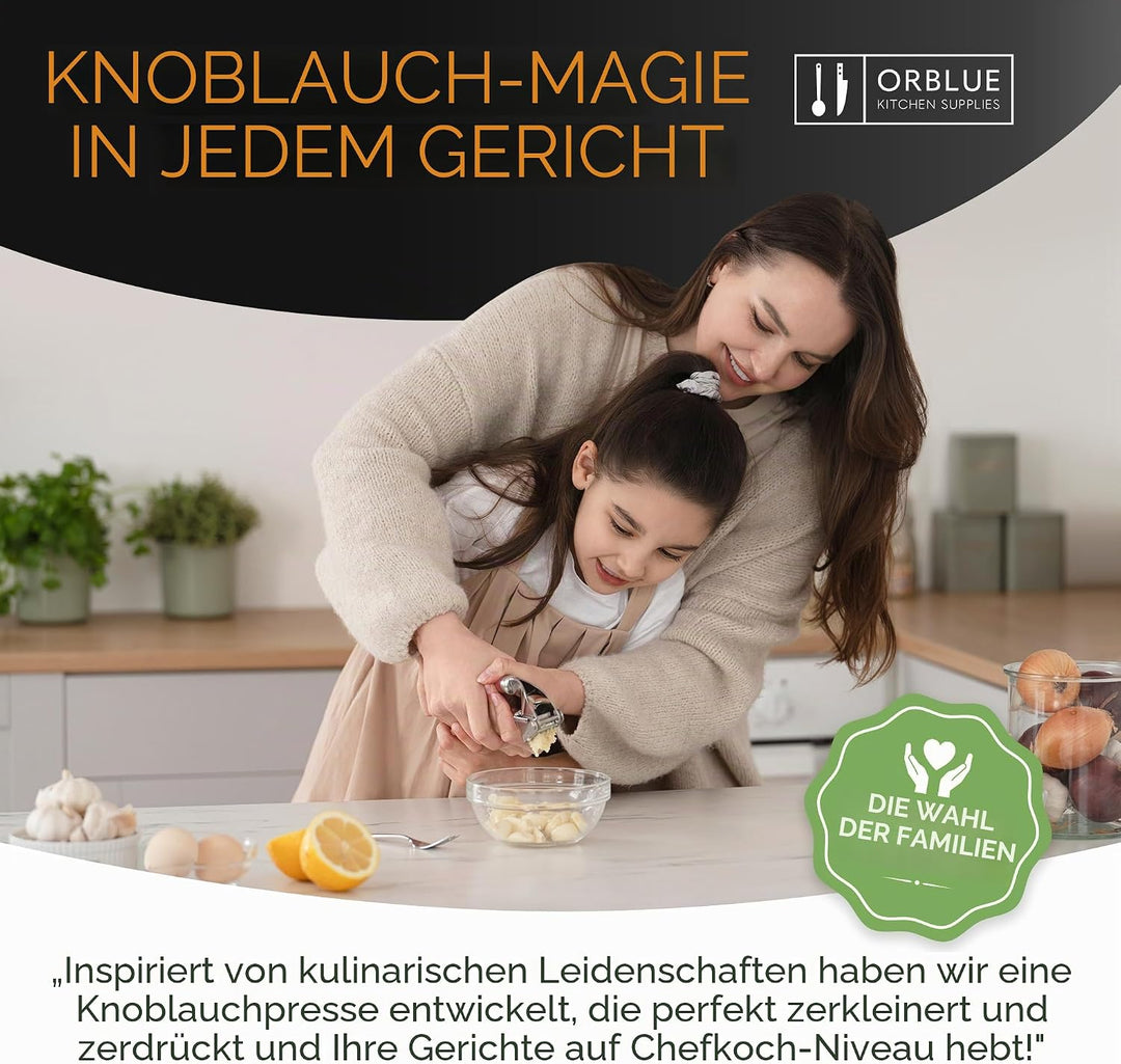 ORBLUE knoblauchpresse edelstahl [Premium] – knoblauch presse Professionelle Qualität, leicht zu rei