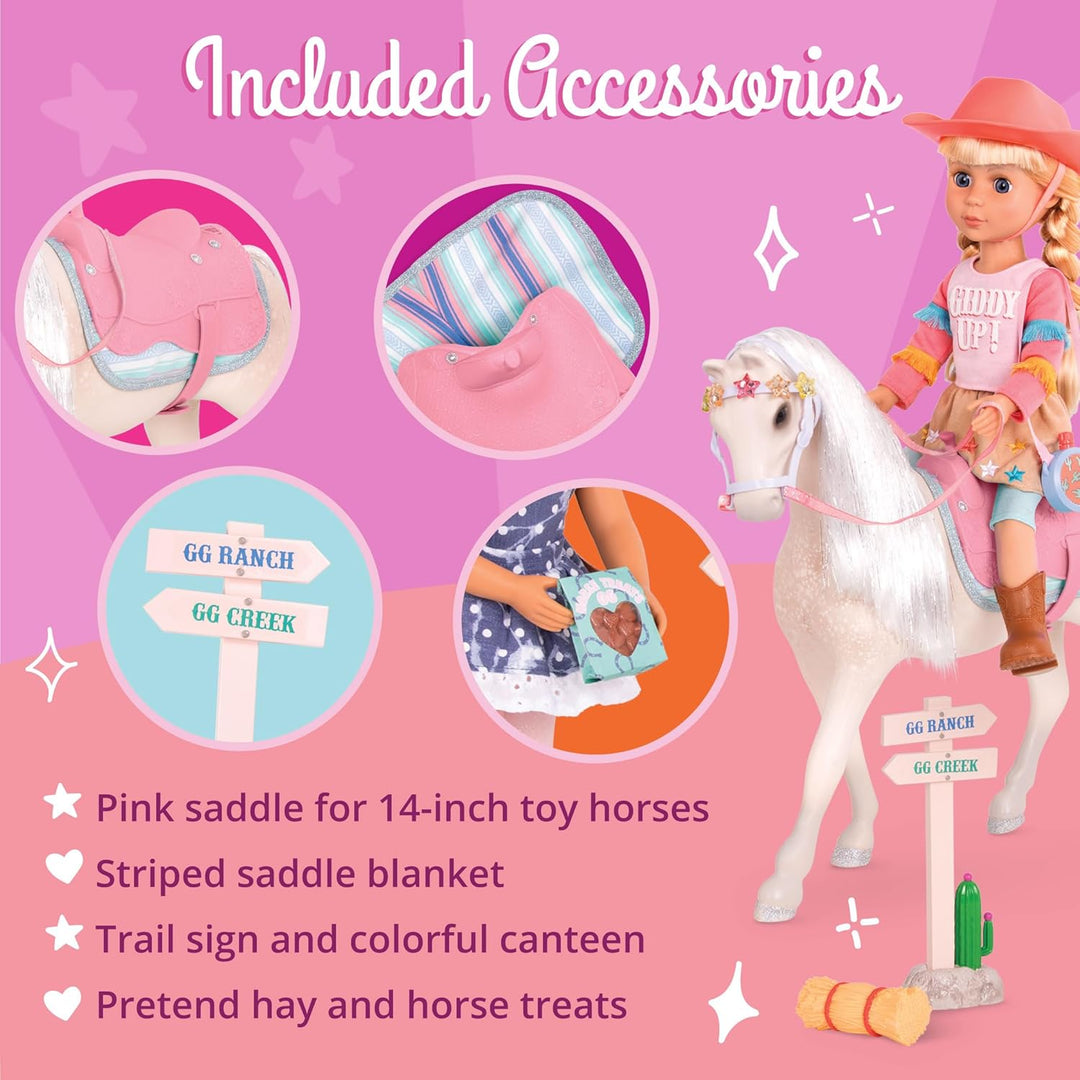 Glitter Girls - GG Trail Reitsport Set - Reitweg-Set - 36 cm Puppen-Zubehör - Sattel, Decke, Feldfla