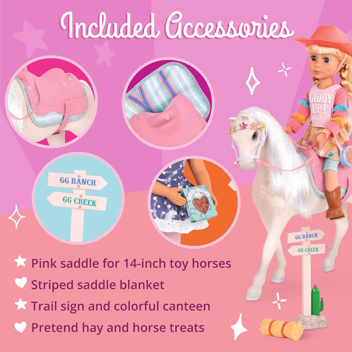 Glitter Girls - GG Trail Reitsport Set - Reitweg-Set - 36 cm Puppen-Zubehör - Sattel, Decke, Feldfla