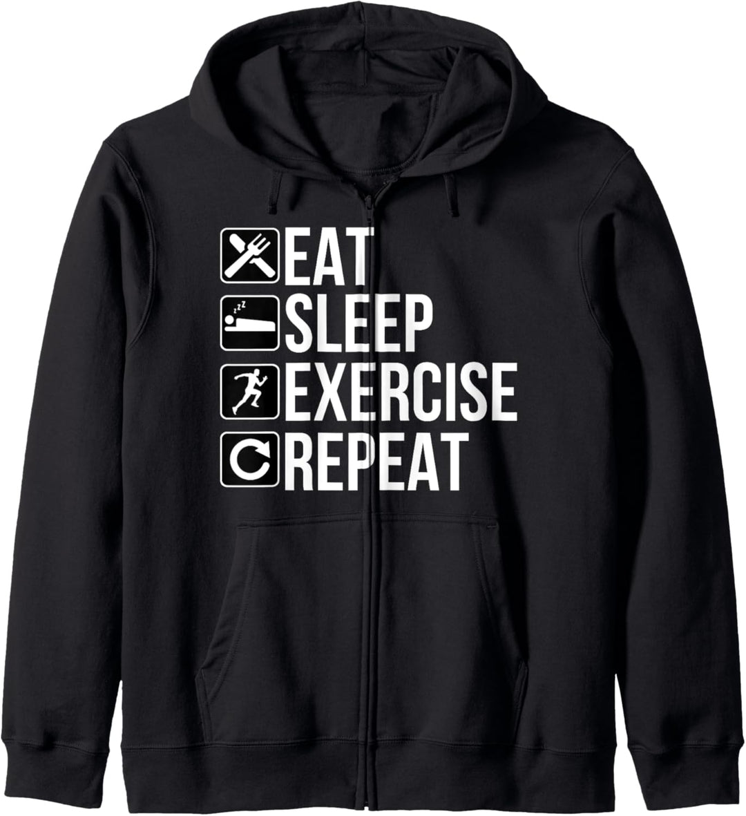 Workout Funny — Eat Sleep — Übung wiederholen Kapuzenjacke