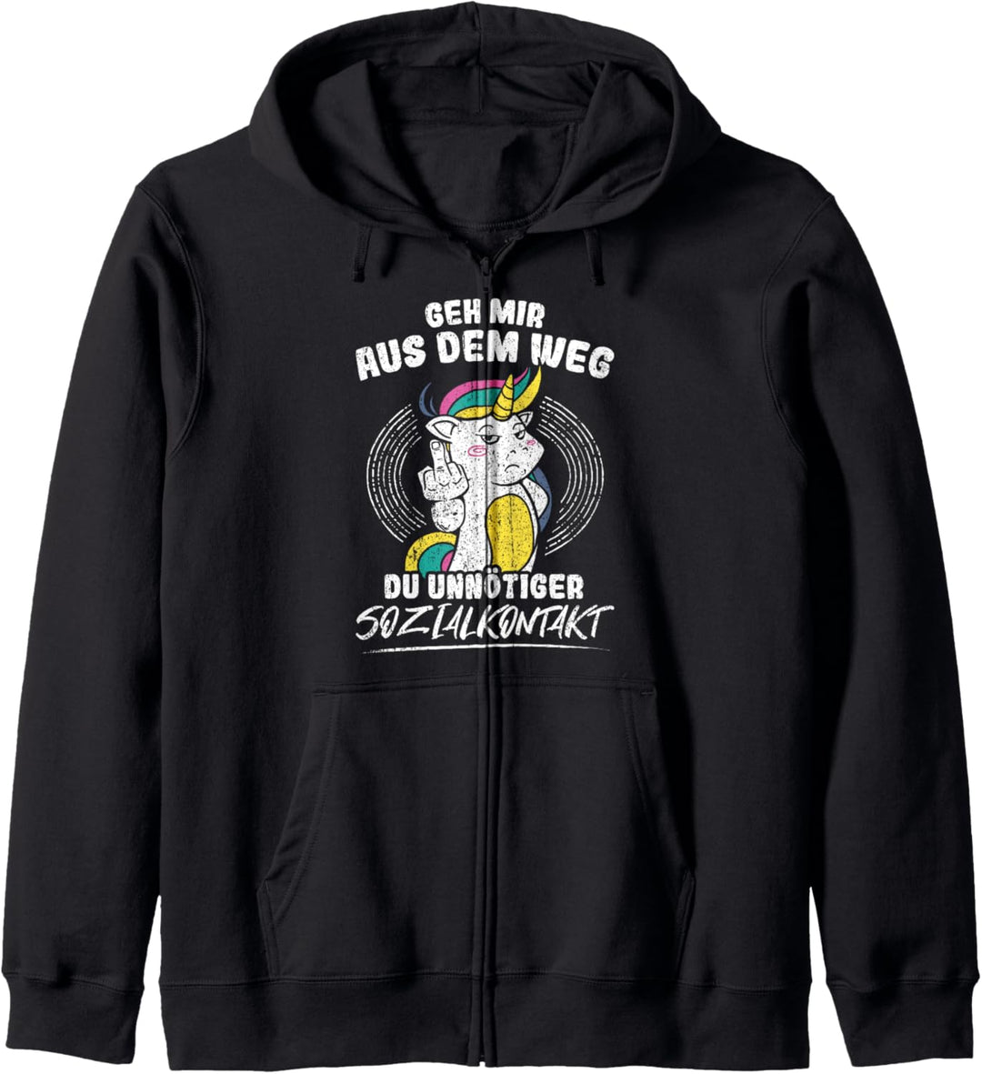 Einhorn Geh mir aus dem Weg du unnötiger Sozialkontakt Kapuzenjacke