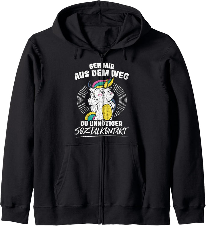 Einhorn Geh mir aus dem Weg du unnötiger Sozialkontakt Kapuzenjacke