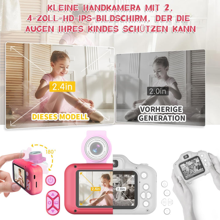 ARNSSIEN Digitalkamera für Kinder Kamera,2,4" IPS Kinderkamera mit 180°Flip | 1080P videokamera &amp; Se