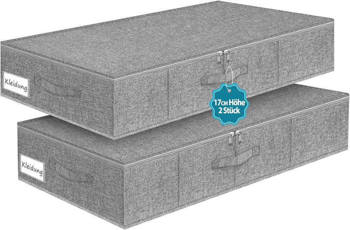 JUPELI 2 Stück Faltbarer Unterbettkommode Stabil, 50L Unterbett Aufbewahrungsbox, Kleideraufbewahrun
