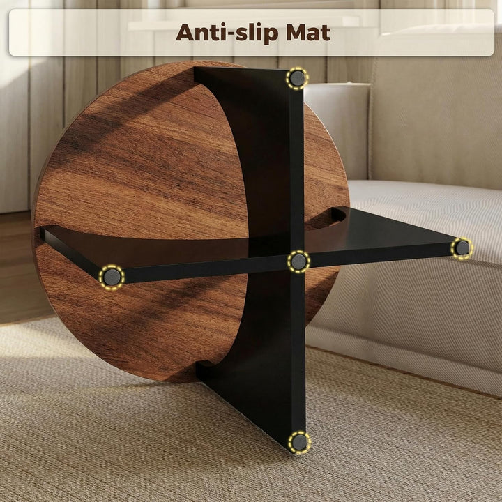 IRONCK Nestingtisch Set aus 2, Couchtisch rund, Moderner Couchtisch aus Holz für Wohnzimmer & Schlaf