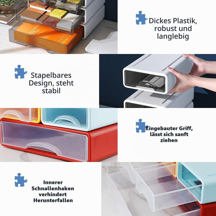 3Pcs Schreibtisch Organizer Schubladen, Stapelbare Desktop Aufbewahrungsbox mit 3 Schubladen, Büro S