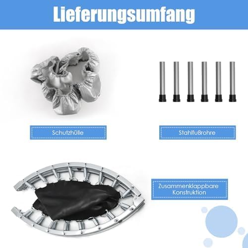 FANTASK φ97cm Mini Trampolin, Fitness Trampolin faltbar, Kindertrampolin bis 150kg belastbar