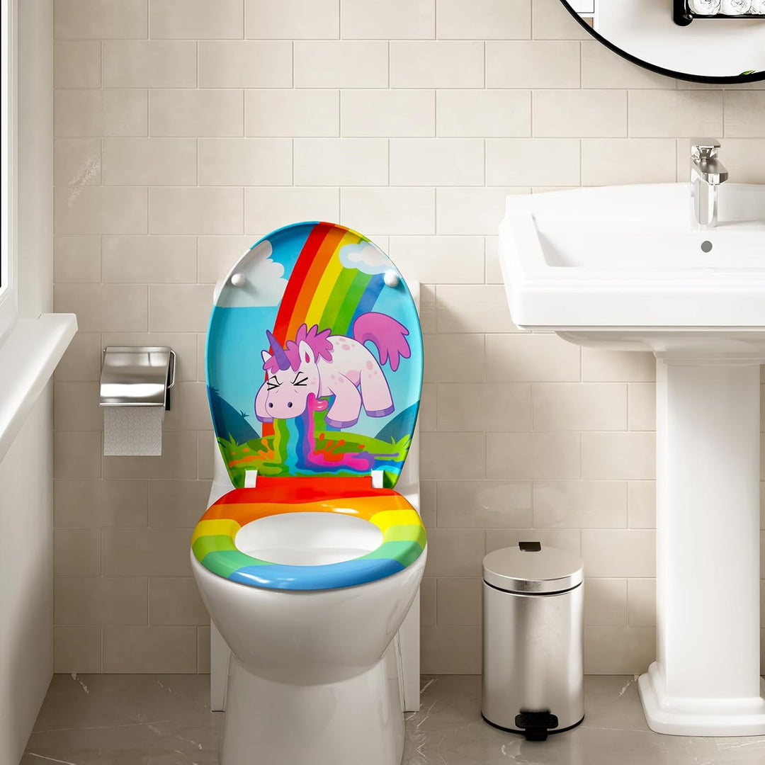 WOLTU WC Sitz mit Absenkautomatik,Toilettensitz Motiv, Toilettendeckel aus Duroplast, Stable Klodeck