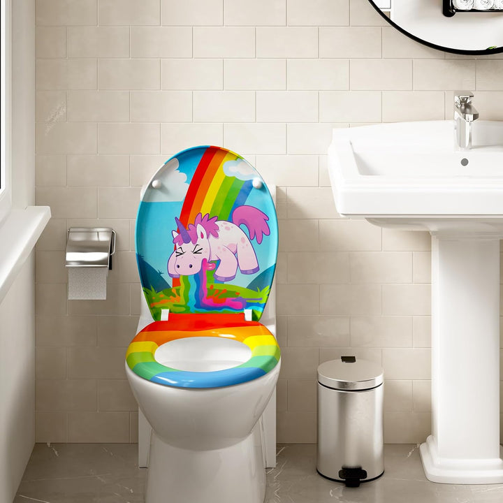 WOLTU WC Sitz mit Absenkautomatik,Toilettensitz Motiv, Toilettendeckel aus Duroplast, Stable Klodeck