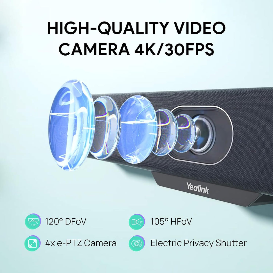 Yealink MeetingBar A10 Konferenzraum-Webcam 4K 120° Weitwinkelkamera mit Android OS, Videokonferenzs