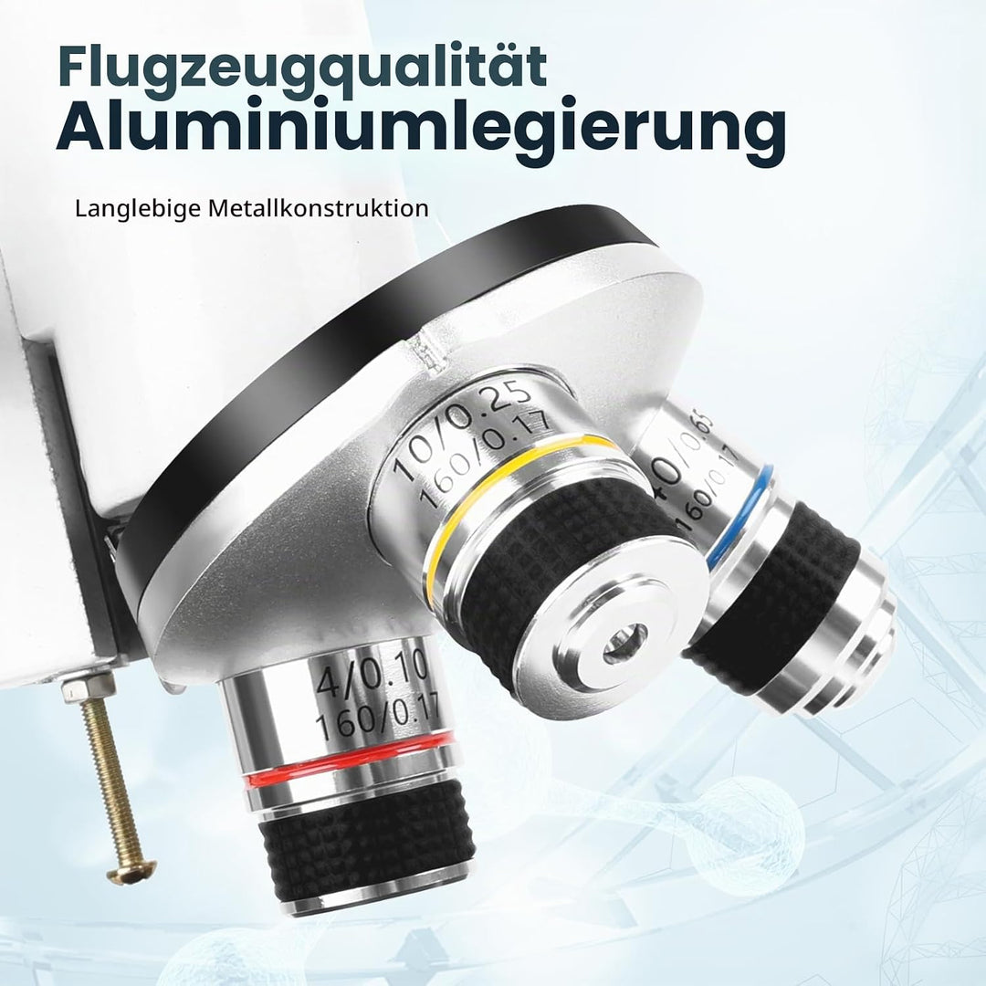 40-2000x Mikroskop, Professionelles Metall-Mikroskop für Erwachsene &amp; Kinder, mit 10x &amp; 25x Okularen