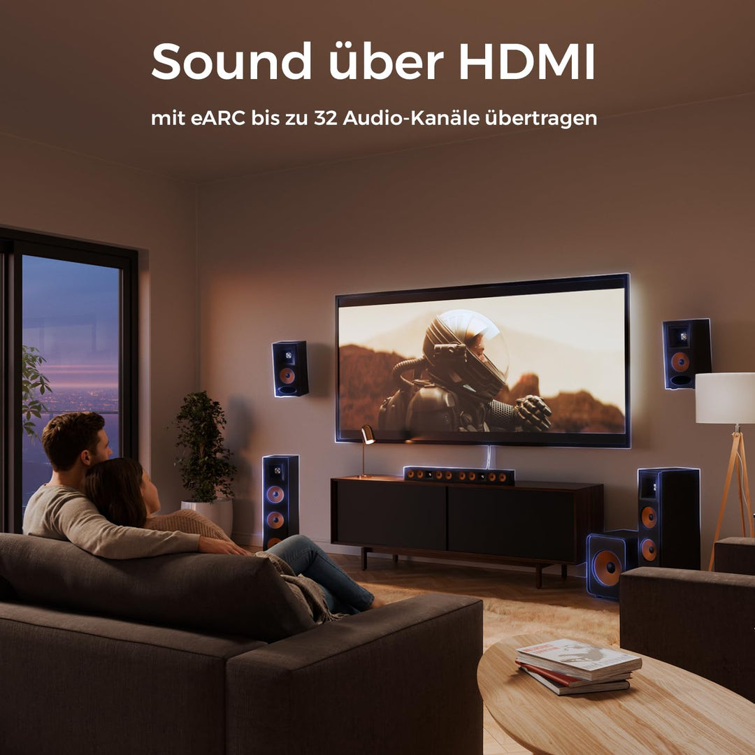 deleyCON 5m 8K HDMI 2.1 Verlängerungskabel - für TV, Monitor, PS4, PS5, Xbox, Dolby Atmos Soundbar e