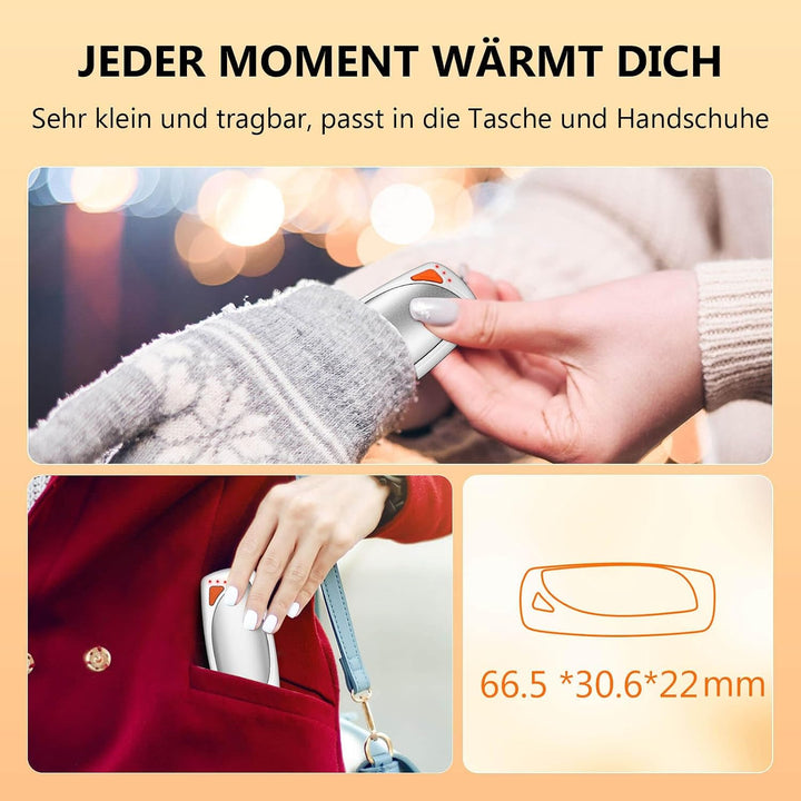 COTOP Handwärmer Elektrisch, 2er Set Taschenwärmer Wiederverwendbar mit Ladecase, 14.000 mAh Akku Au