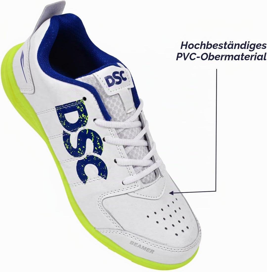 DSC Beamer Cricket Shoes | for Boys and Men | Light Weight | Durable Fluro Yellow White 36 EU, Fluro