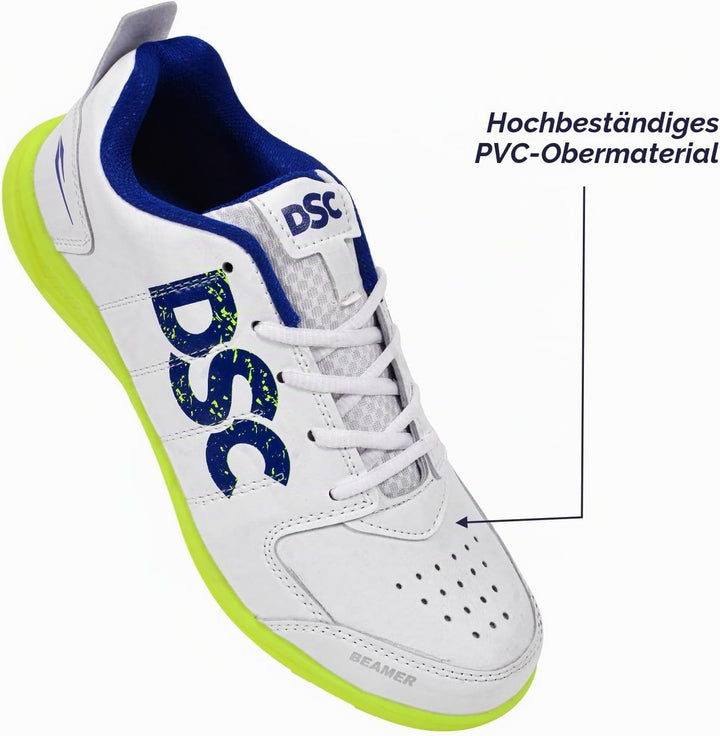 DSC Beamer Cricket Shoes | for Boys and Men | Light Weight | Durable Fluro Yellow White 36 EU, Fluro
