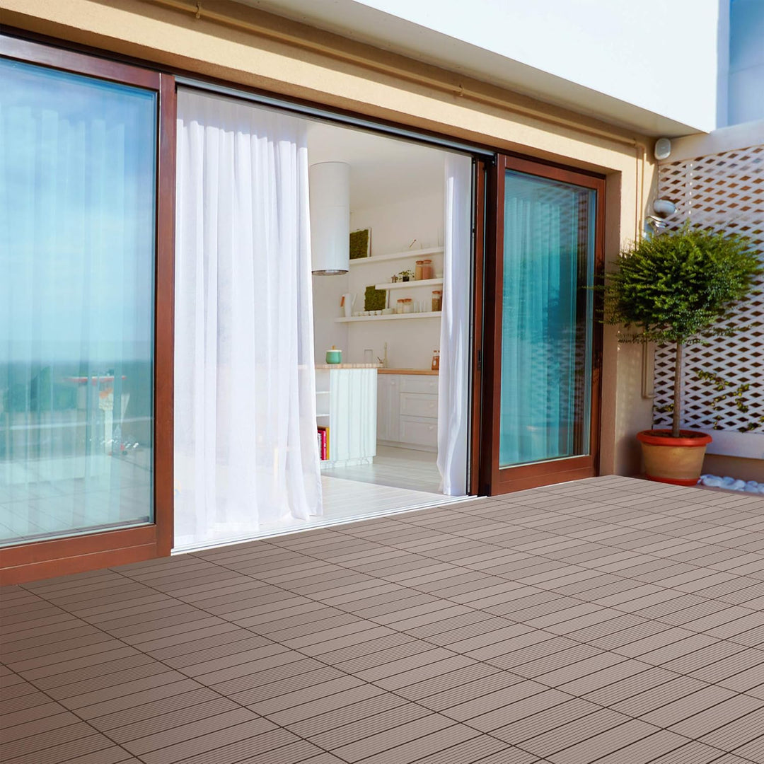 Pure Garden 50-LG1191 Terrassen- und Terrassenfliesen, ineinandergreifendes Lamellenmuster, für den