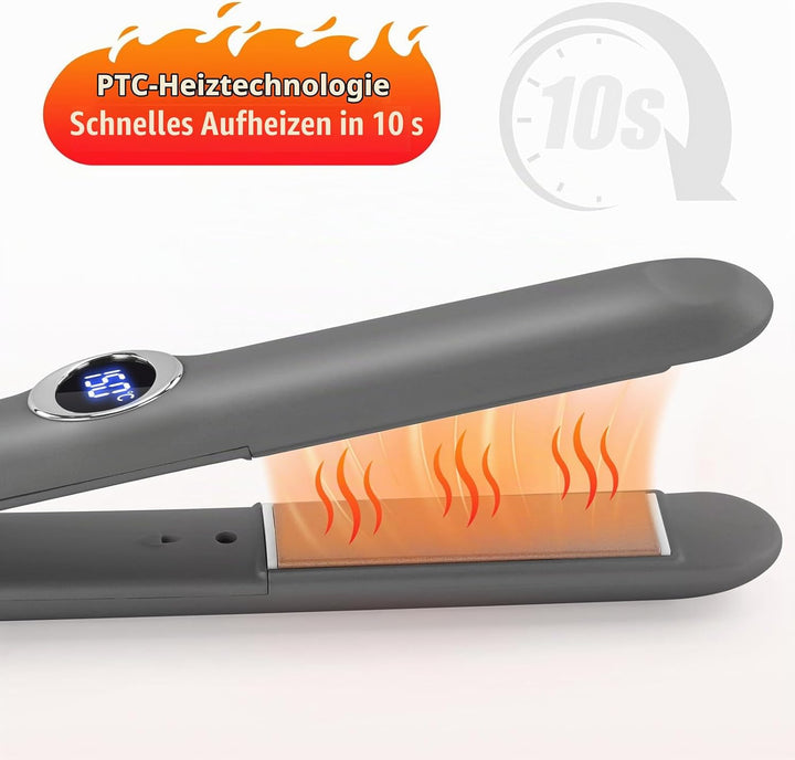 BESTBOMG 2 in 1 Haarglätter Glätteisen Locken und Glätten mit LED-Display, Keramikplatte Schnellaufh