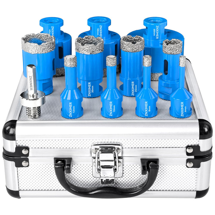 Diamant Fliesenbohrer Set 6/8/10/12/20/25/30/35/45/50/68mm+ Adapter-12Stück M14 Diamantbohrer Lochsä