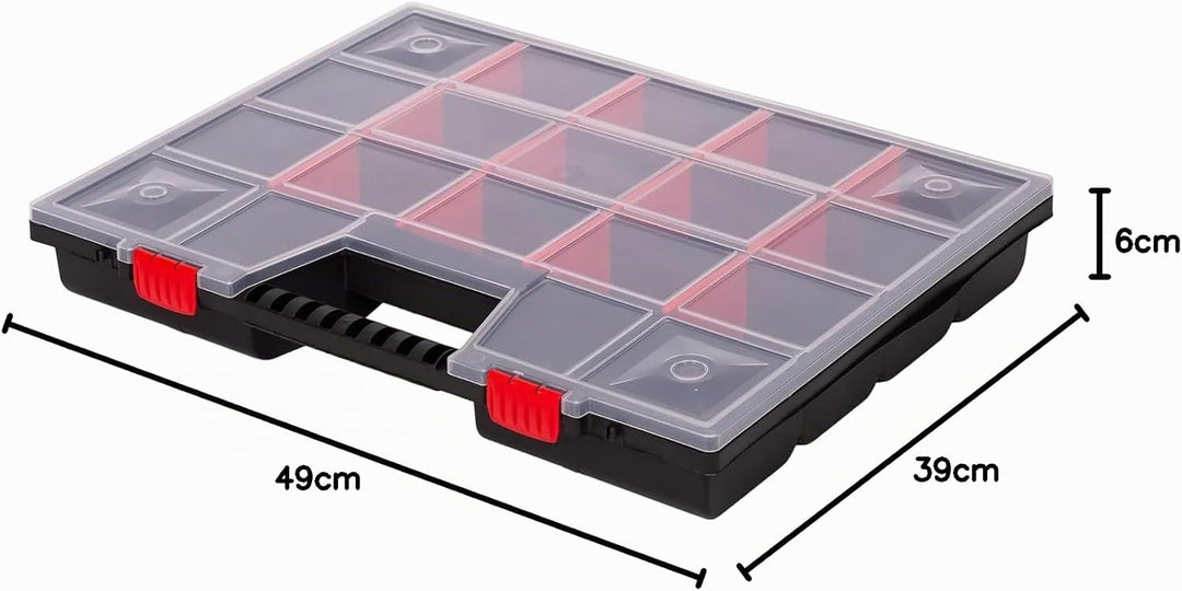 Mivos Sortimentskasten 20” mit Transparent Deckel - Aufbewahrungsbox 490 x 390 x 65 mm - Sortierkast