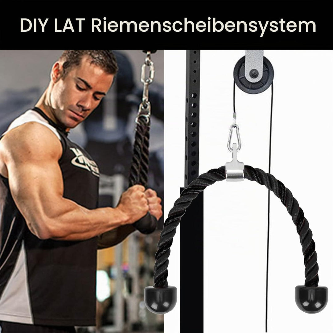 LAPONO Nylon Trizepsseil, Kraftstation Trizeps Seil Pull Down Gedrehtes Seil Trizepstau zum Herunter