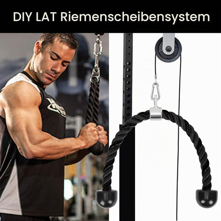 LAPONO Nylon Trizepsseil, Kraftstation Trizeps Seil Pull Down Gedrehtes Seil Trizepstau zum Herunter