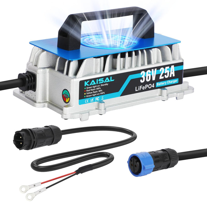 KAISAL 43.8V 25A LiFePO4 Ladegerät für 36V (38.4V) LiFePO4 Lithium-Eisenphosphat-Batterien, 36V Lith