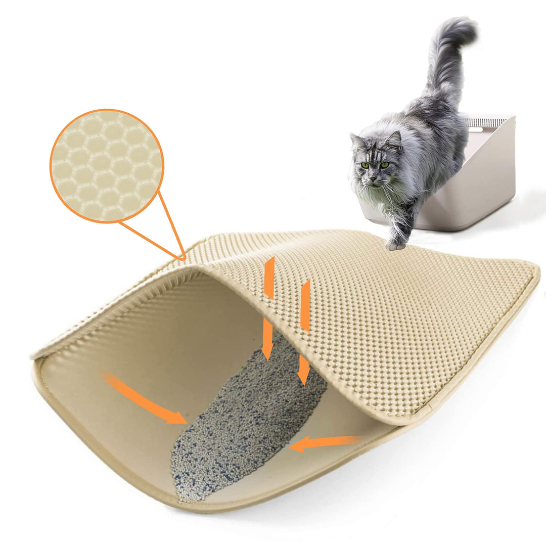 Ycozy Katzenklo Matte 60x40cm EVA Katzenstreu Matte Doppelte Schichte Waben Katzenmatte Katzenklo Wa