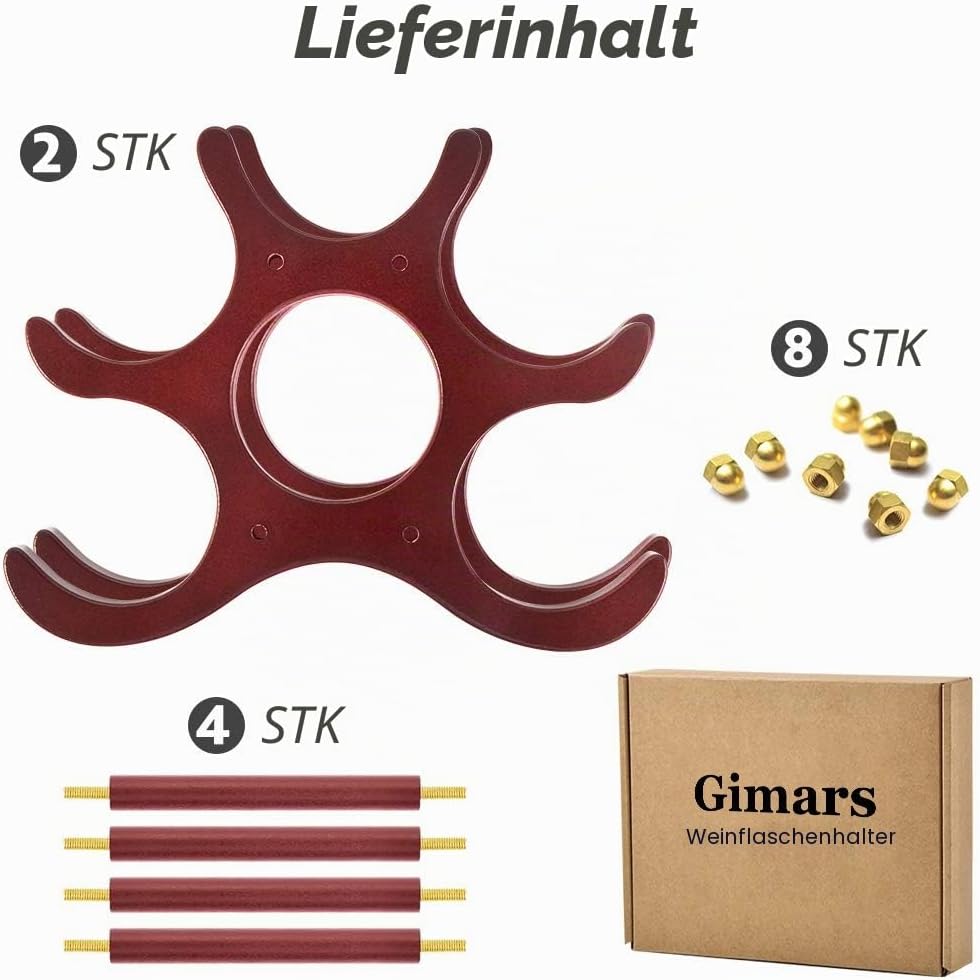 Gimars Weinregal aus Holz, Flaschenregal klein für 6 Flaschen Wein, Weinständer dunkel, Weinflaschen