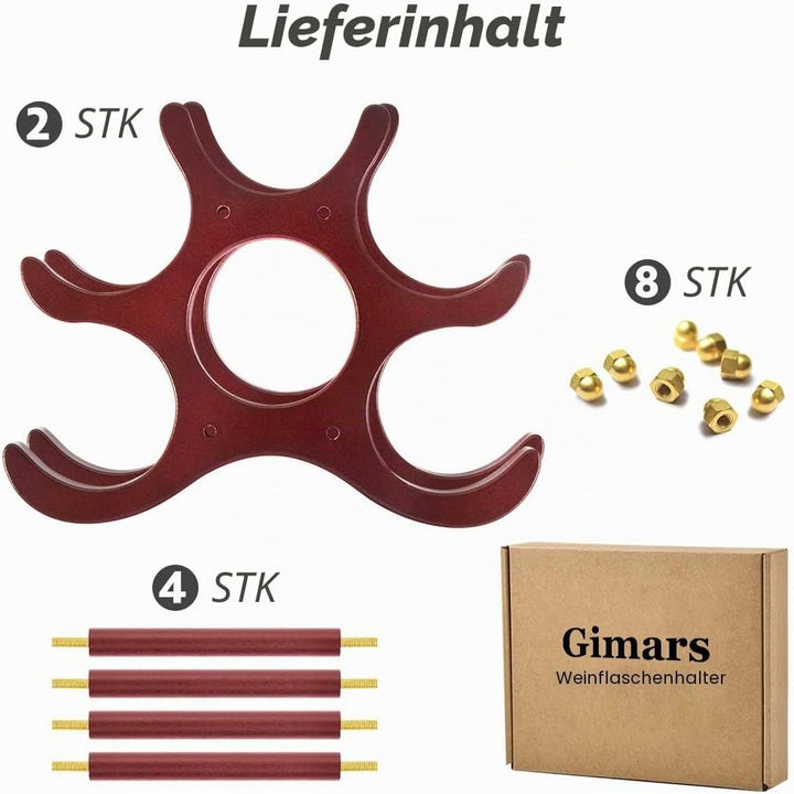 Gimars Weinregal aus Holz, Flaschenregal klein für 6 Flaschen Wein, Weinständer dunkel, Weinflaschen