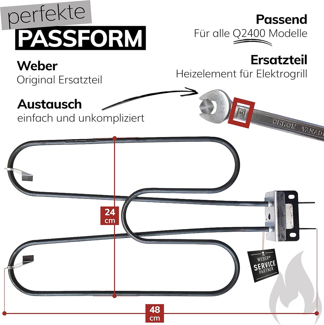 Weber Heizelement [Original Ersatzteil] für Elektrogrill Q 240 und 2400 66816 [1 Stück] mit Schraube
