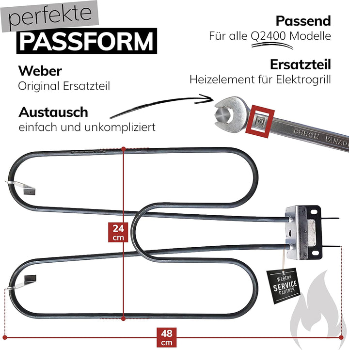 Weber Heizelement [Original Ersatzteil] für Elektrogrill Q 240 und 2400 66816 [1 Stück] mit Schraube